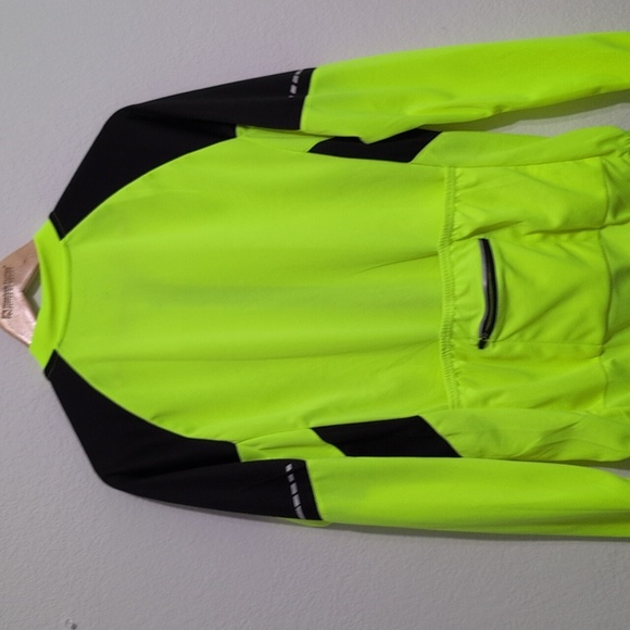 Bergrisar Neon Yellow Men's Cycling Jacket Four Back Pocket Zip Up Medium - Picture 10 of 15